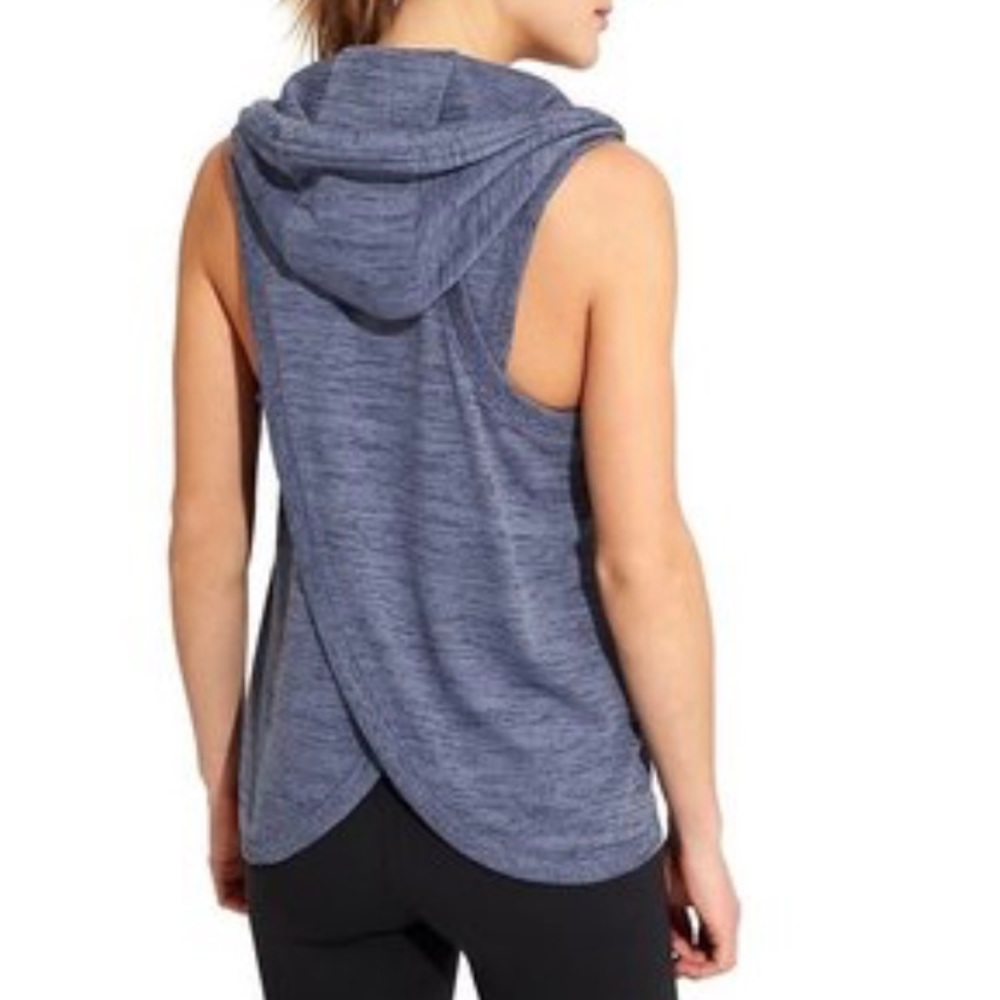 Athleta Blissful Activewear Hood Vest Open Back 73